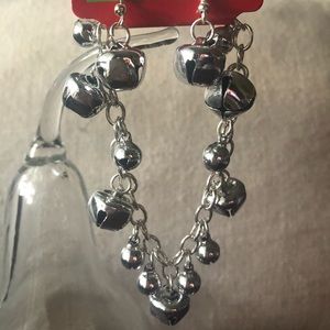 Silver Toned Jingle Bell Bracelet and Earring Set